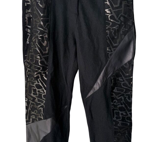 Milano Pants Womens Medium Black Leather Wool 80s 90s High Waist Vintage Punk - Picture 3 of 10